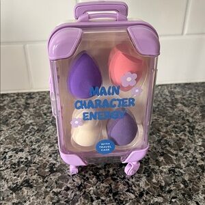 Purple and Pink Makeup Sponge Set with Travel Case